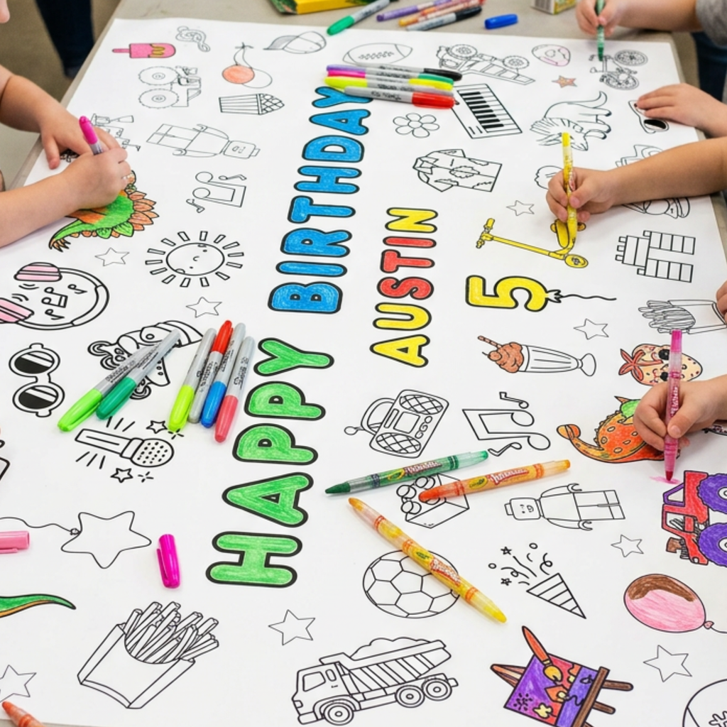 Birthday Large Colouring & Craft Print
