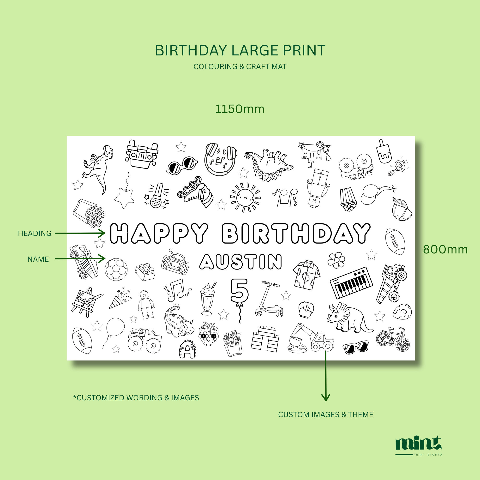 Birthday Large Colouring & Craft Print