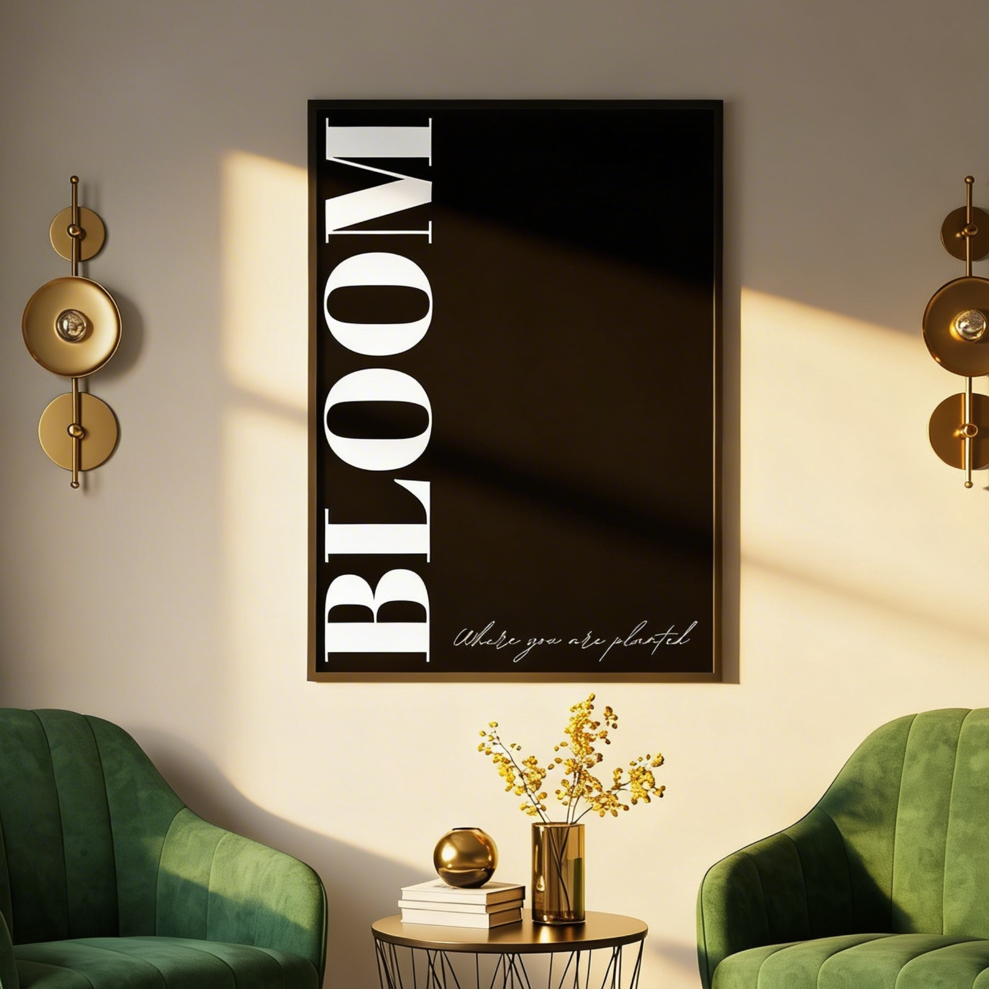 "Bloom where you are planted" | Black & White Wall Poster