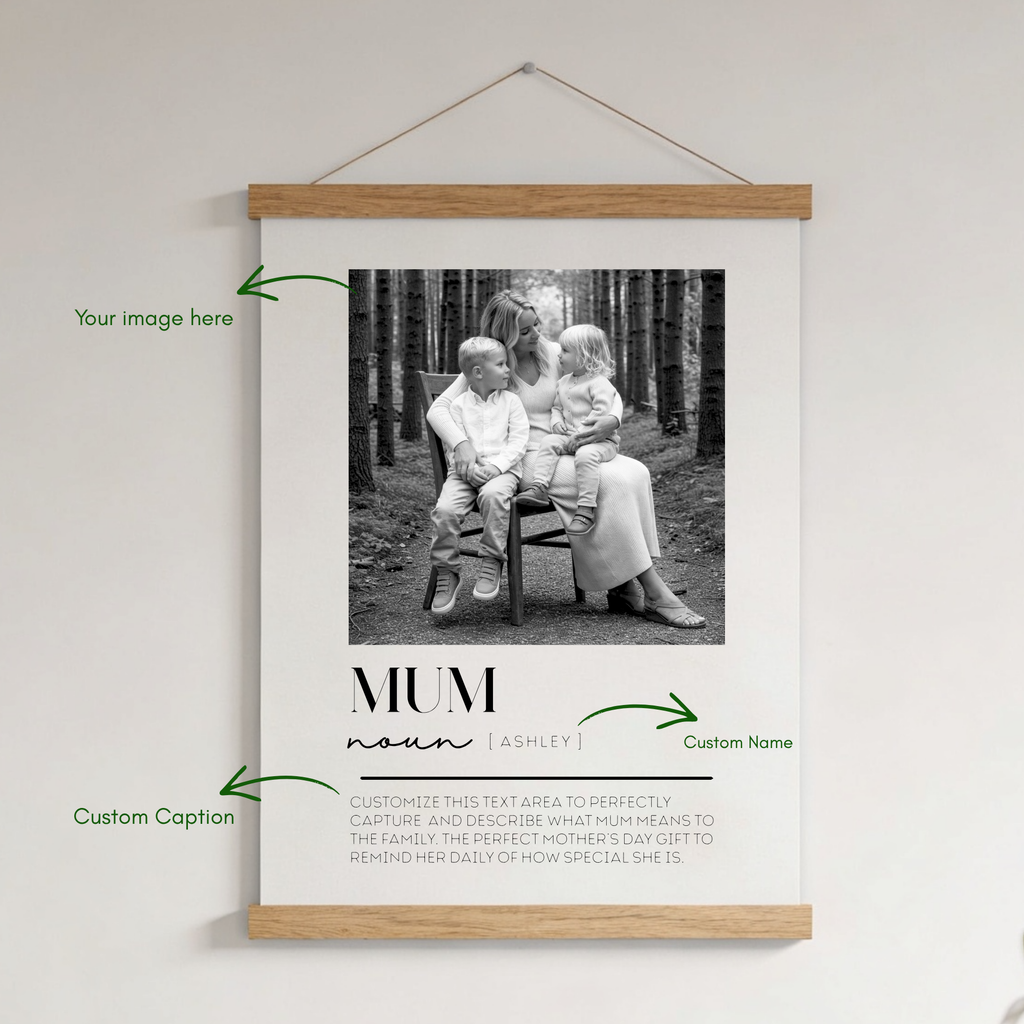 Black & White | Custom "Mum" Wall Hanging Print