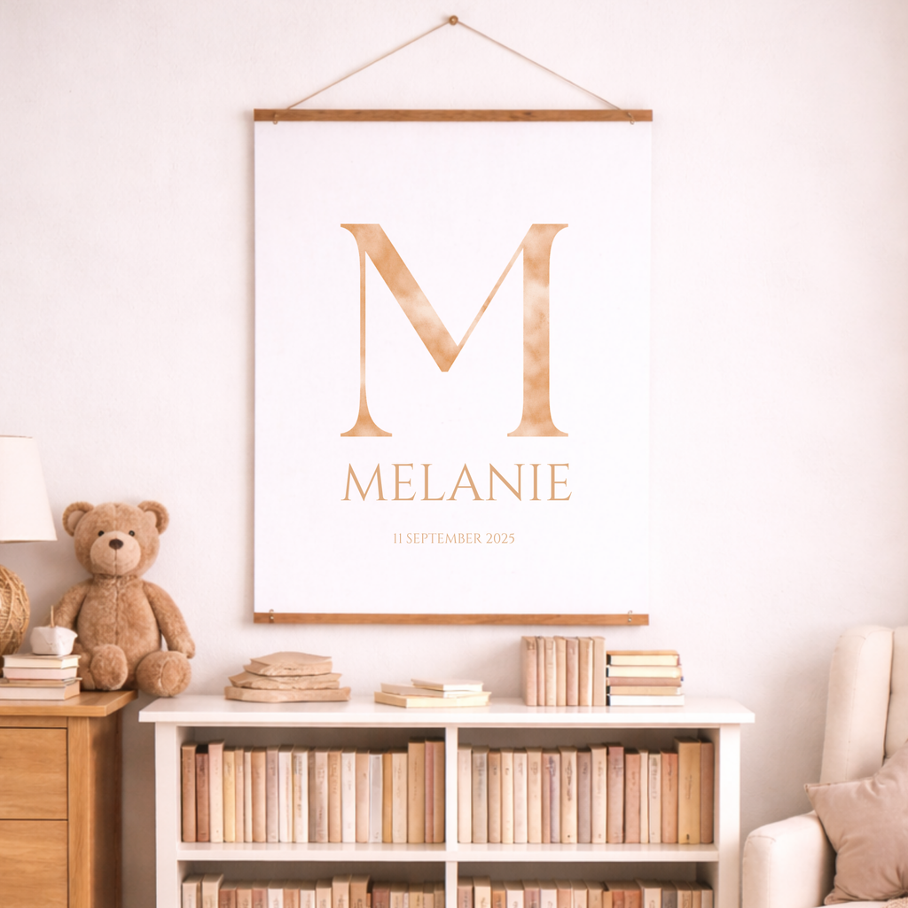 Watercolour Initial | Custom Name & Date Wall Print