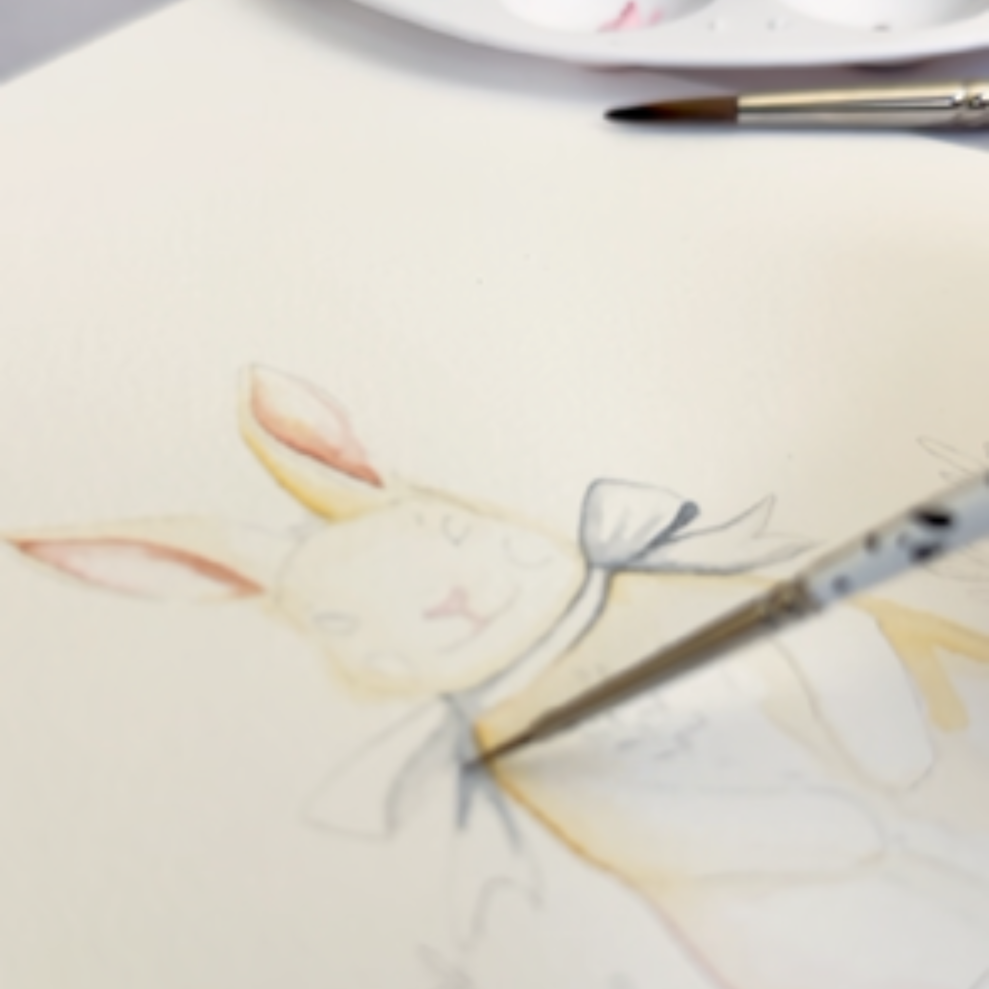 Bunny & Blue Bow | Wall Art Print