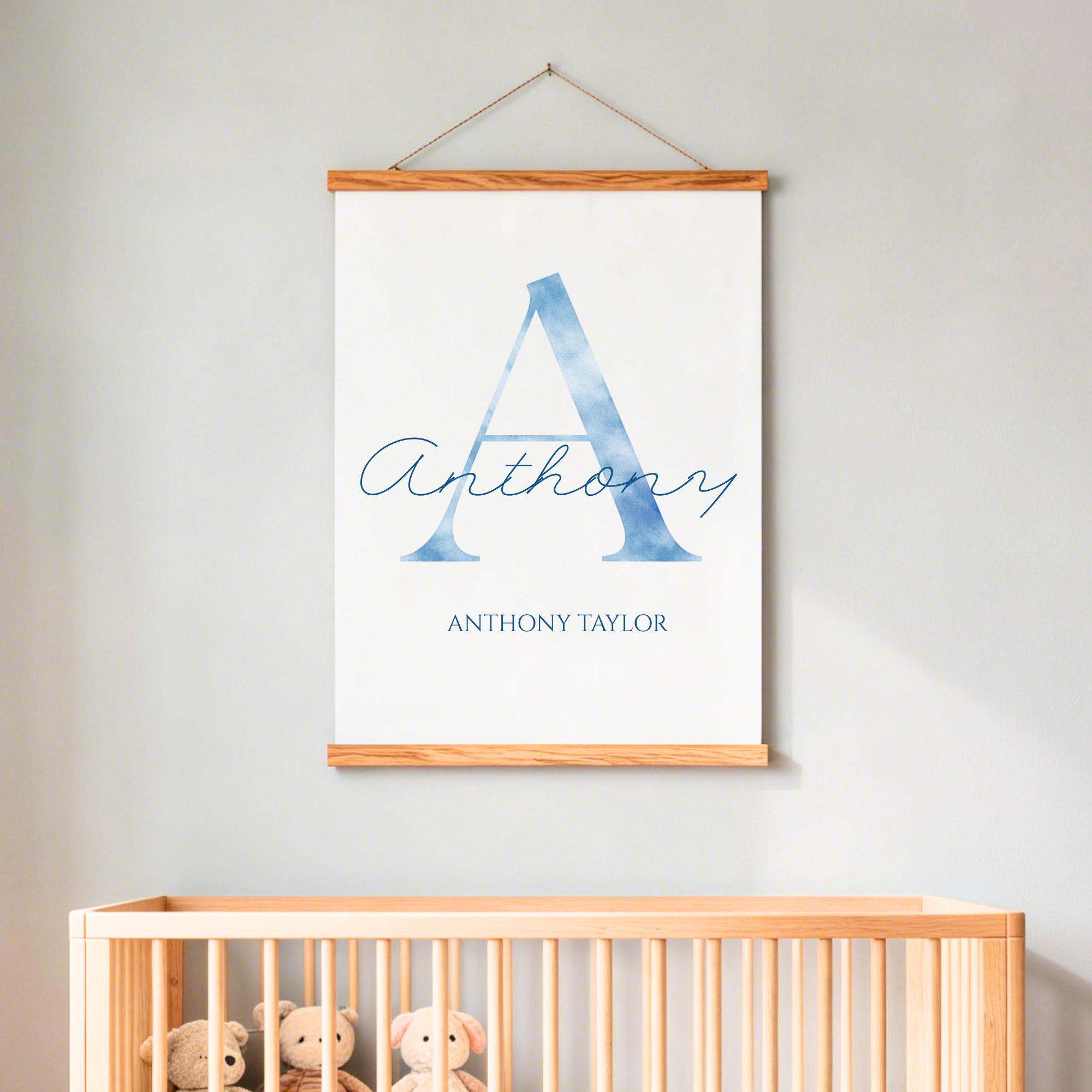 Watercolour Initial & Full Name | Custom Name Print