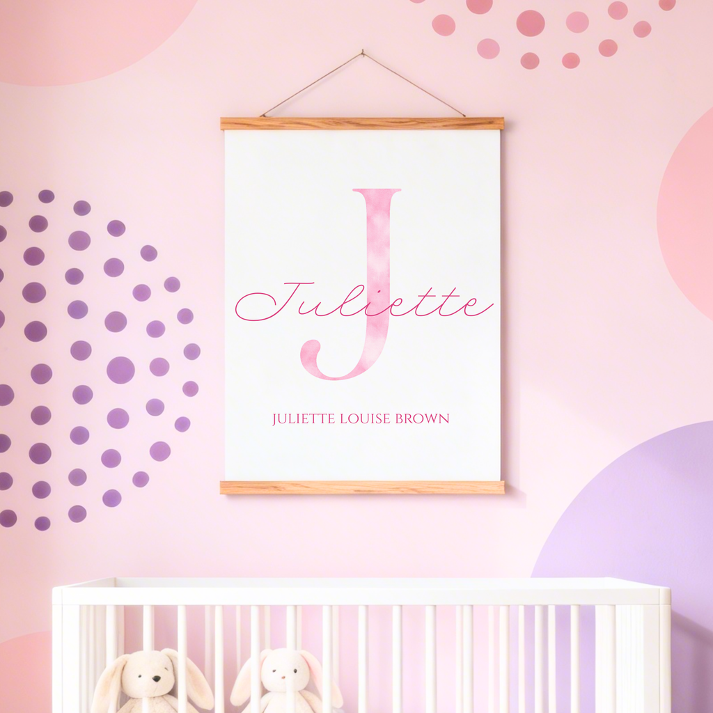 Watercolour Initial & Full Name | Custom Name Print