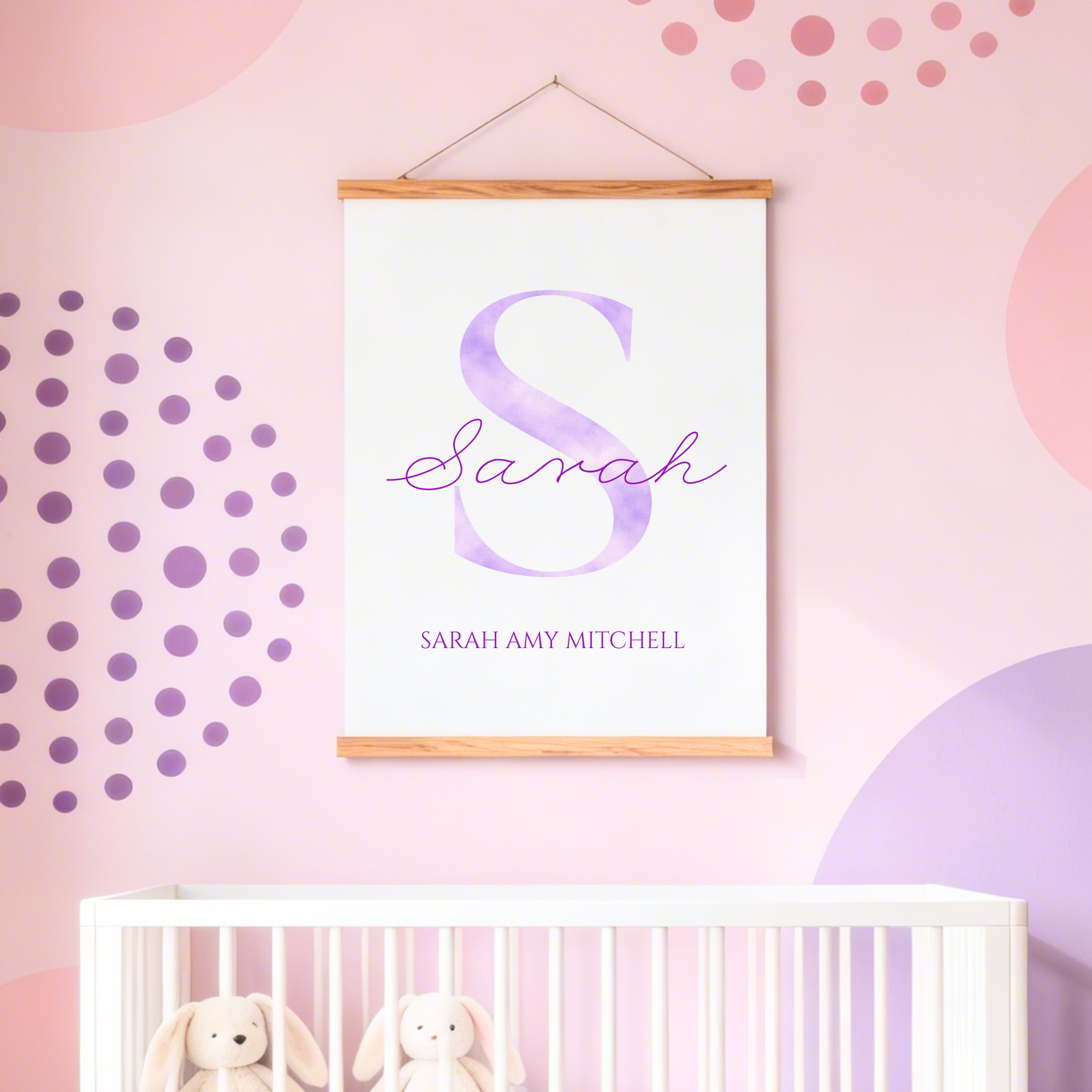 Watercolour Initial & Full Name | Custom Name Print