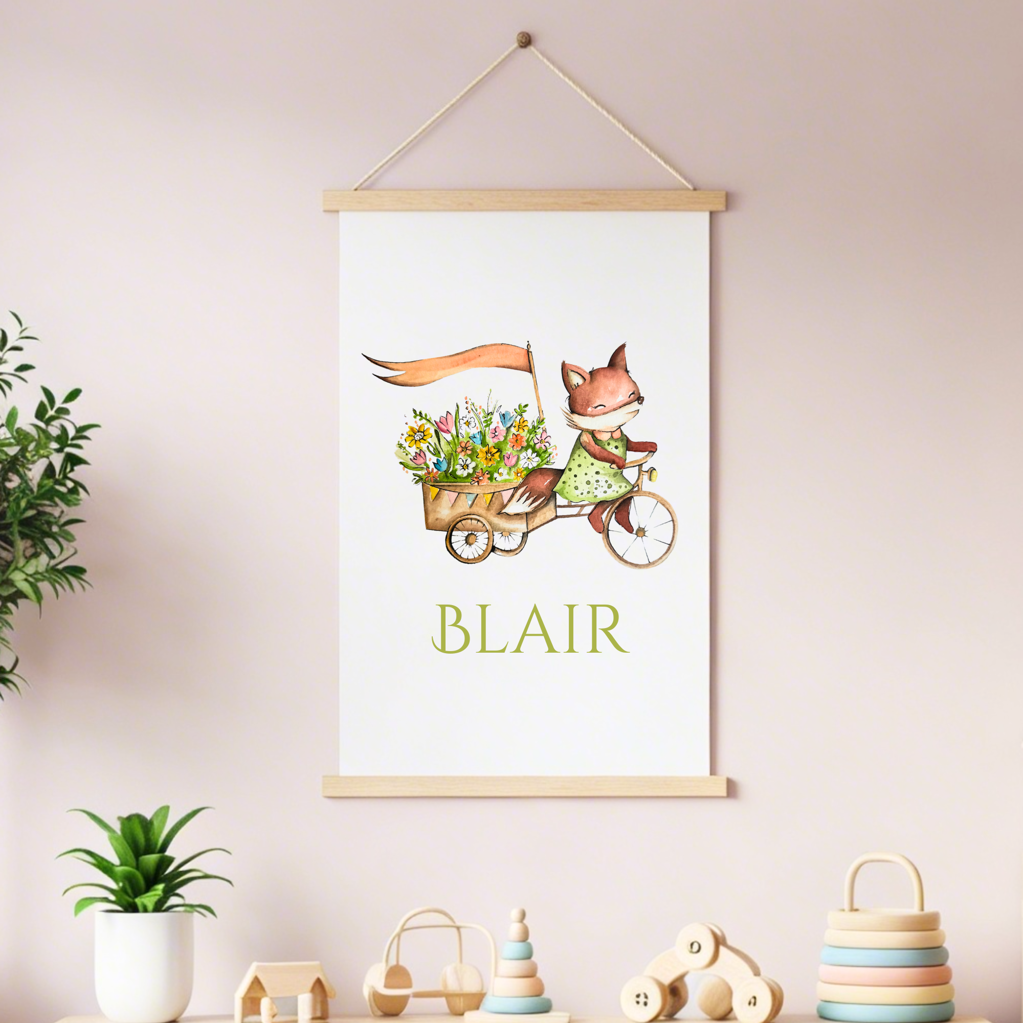 Fox & Flower Cart | Wall Art Print