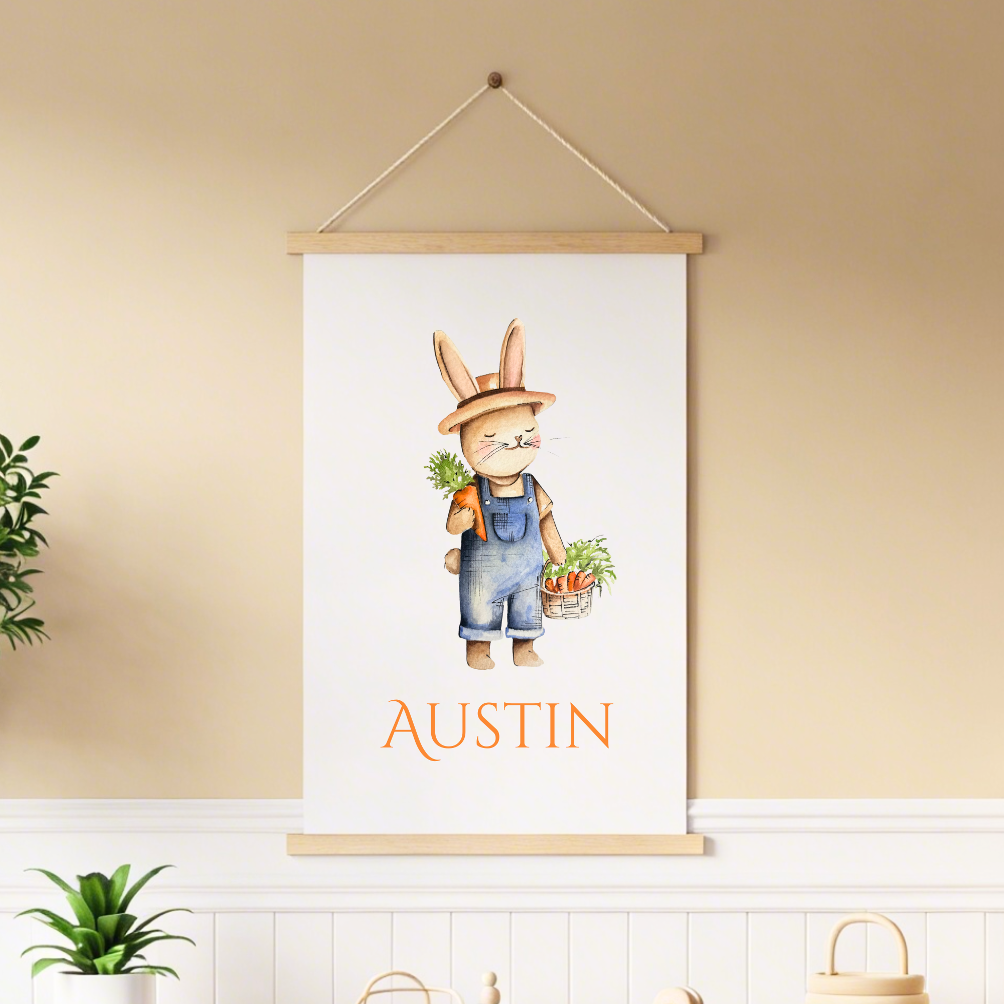 Bunny & Basket | Wall Art Print
