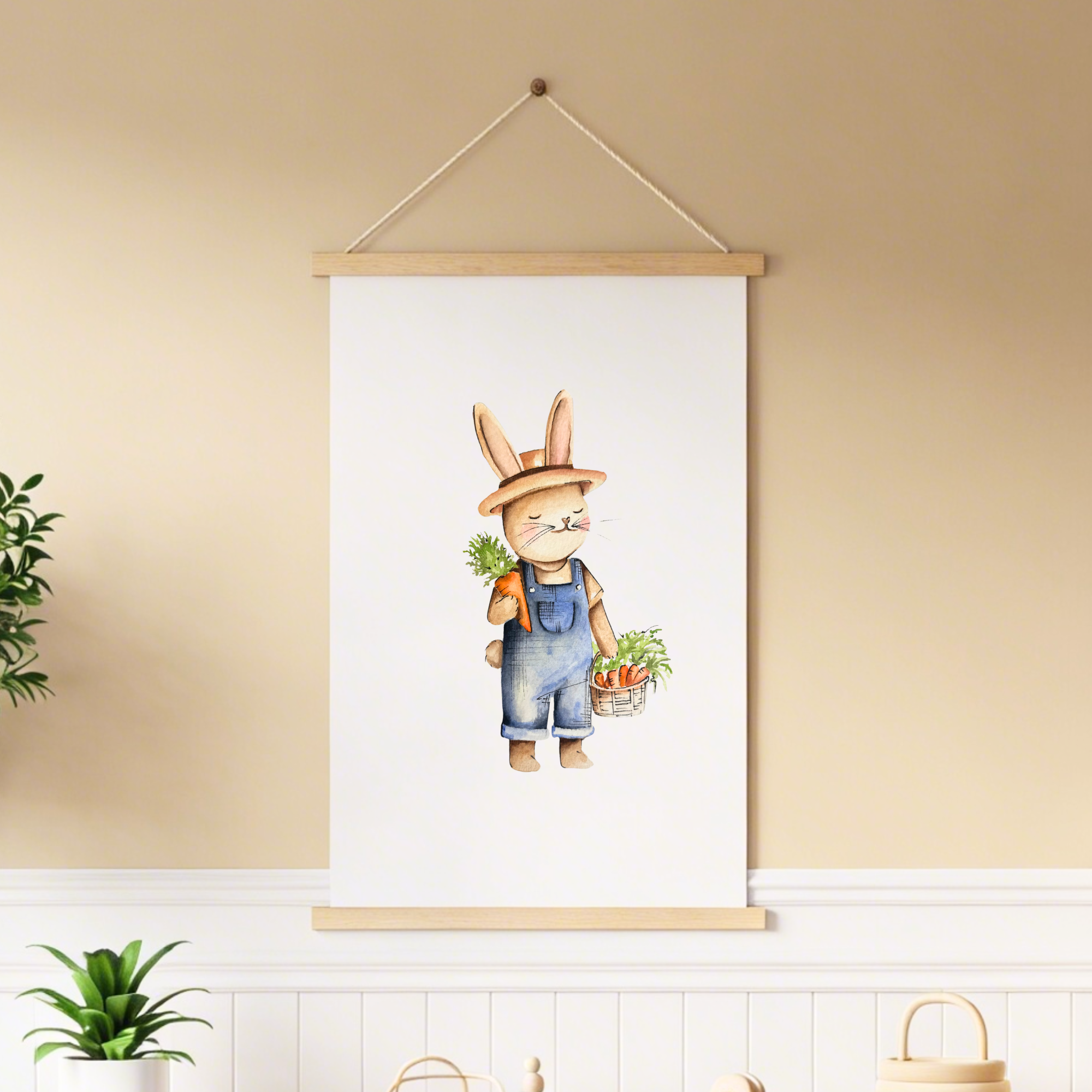 Bunny & Basket | Wall Art Print