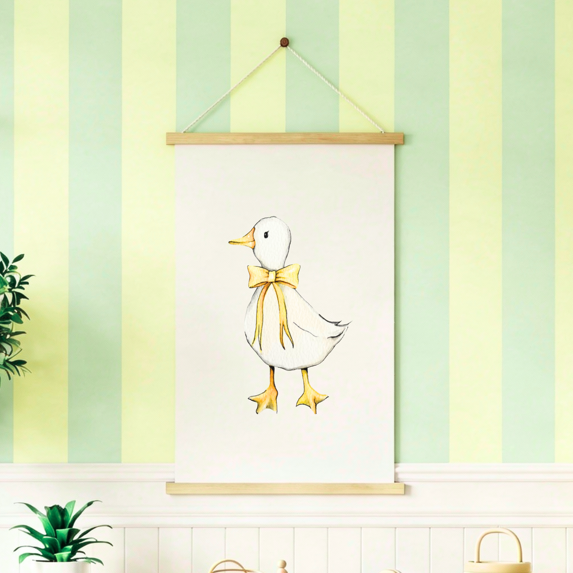 Duck & Yellow Bow | Wall Art Print