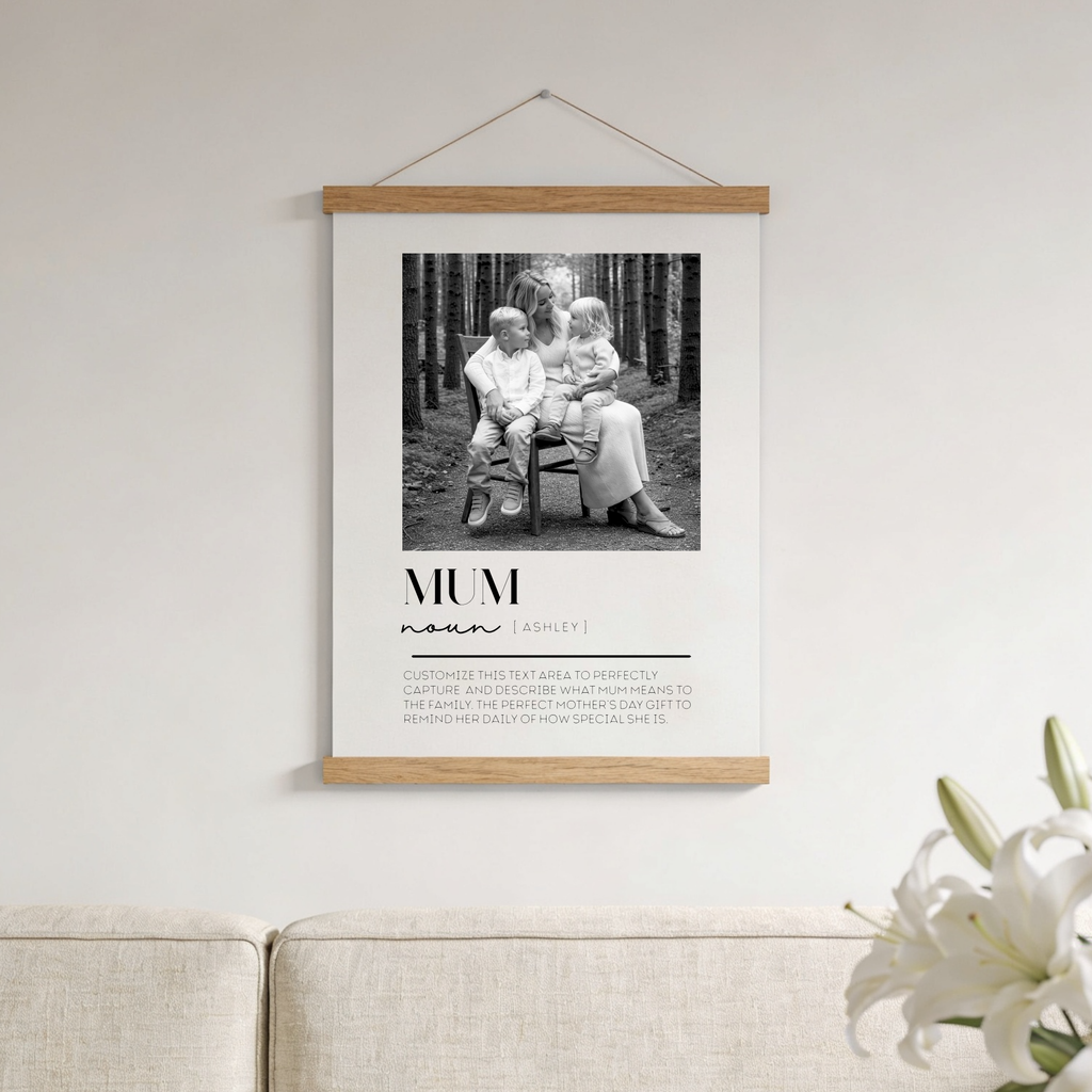 Black & White | Custom "Mum" Wall Hanging Print