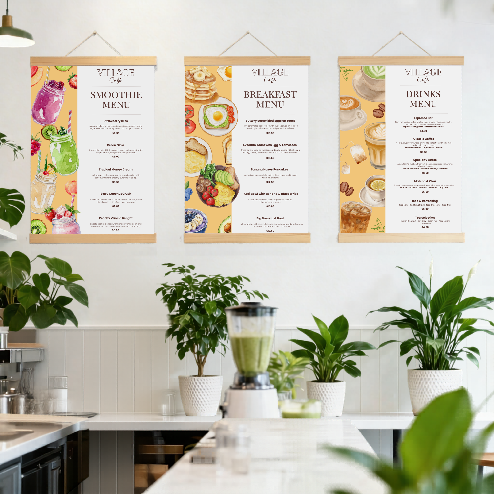 Custom Hanging Restaurant & Café Menus