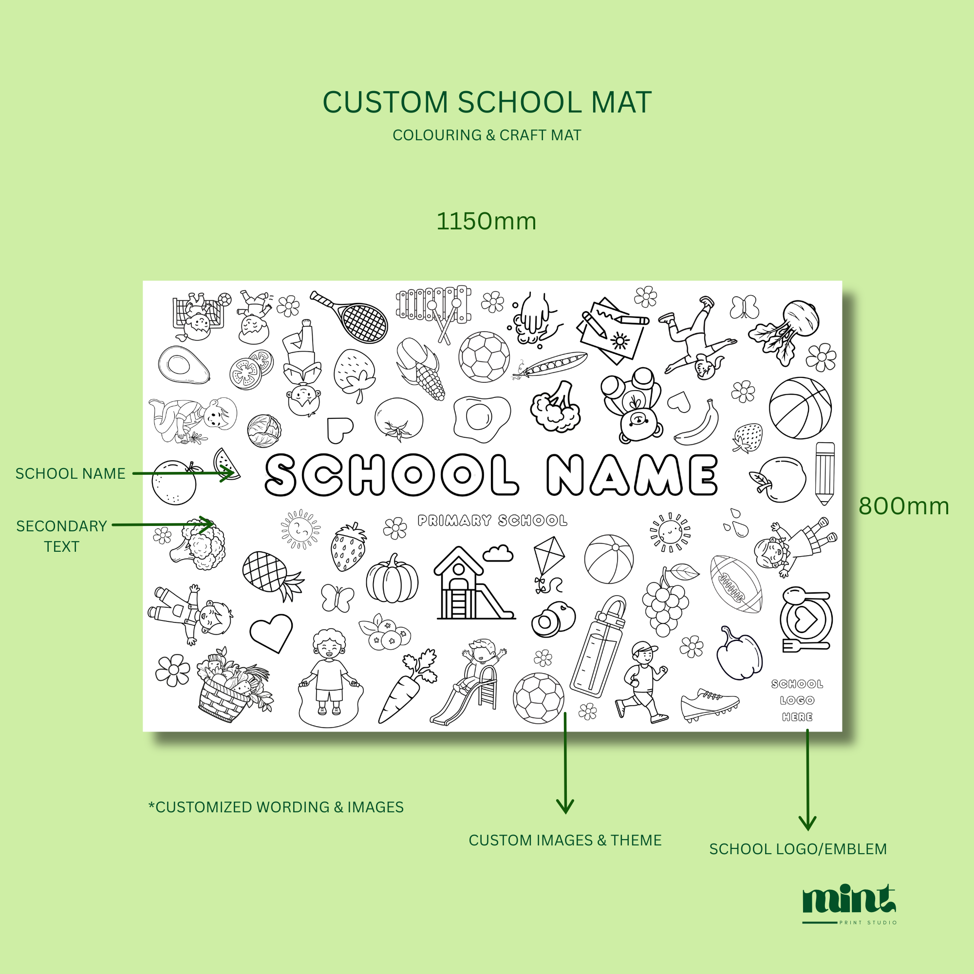 Custom School Large Colouring & Craft Print