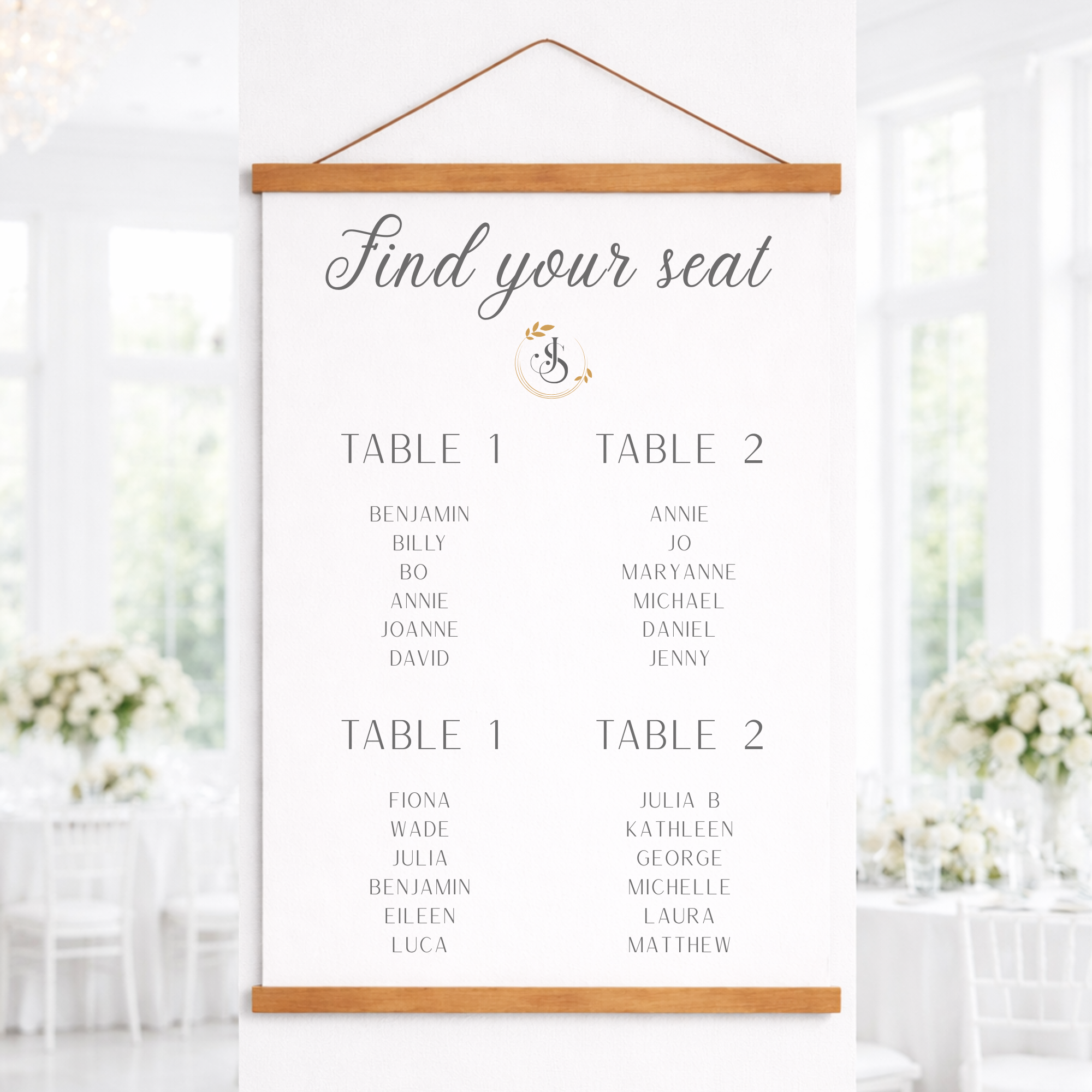 Wedding Seating Chart | Custom Hanging Wall Poster